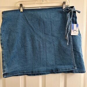 Abound Faux Wrap Denim Skirt 1X